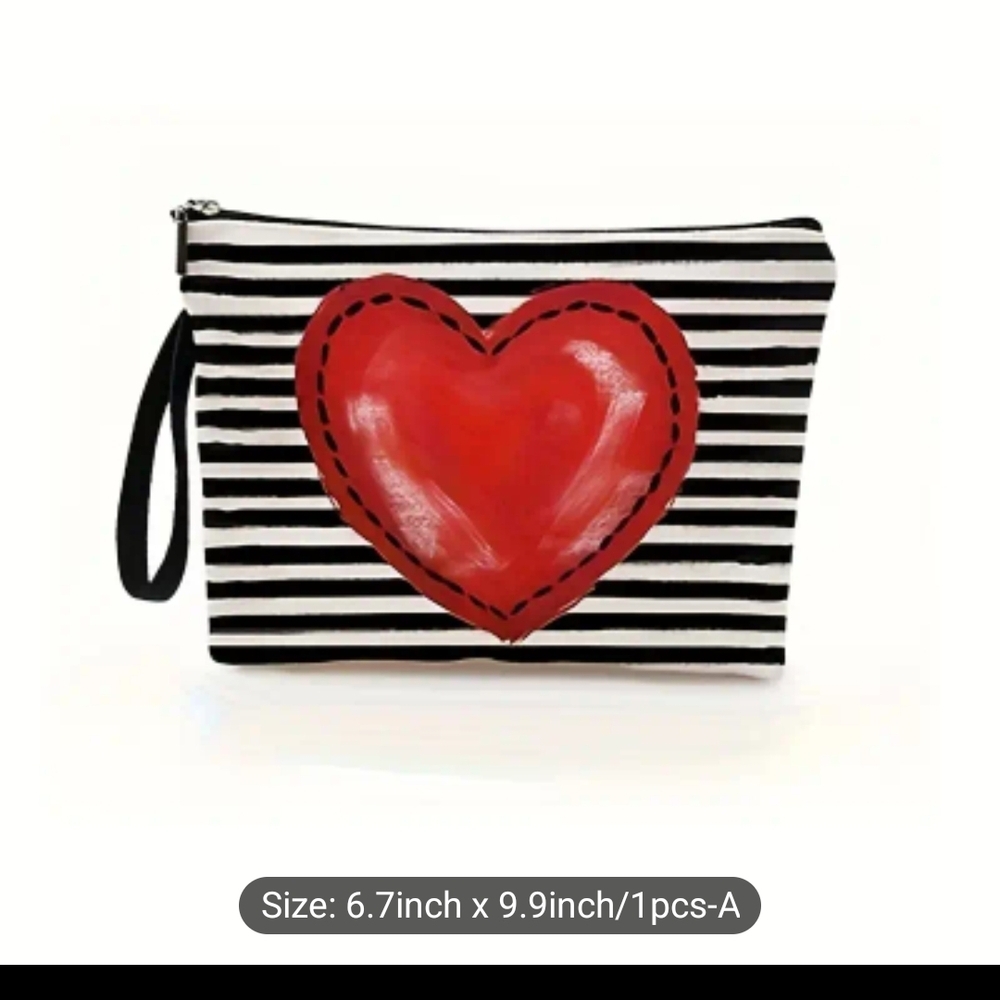 Striped Heart Clutch